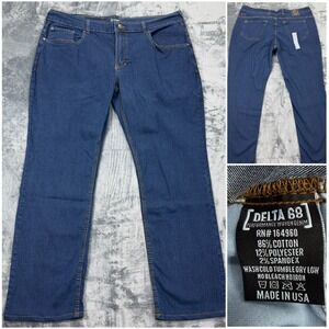 Origin Delta 68 Performance Denim Jeans Mens 42x32 Legit Fit Blue Made in USA